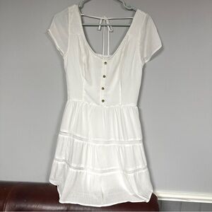 Hollister White Tiered, Fully Lined, Ties in Back, Summer Dress, M